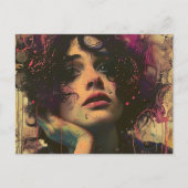 Vrouw met haar hand op haar gezicht briefkaart (Voorkant)