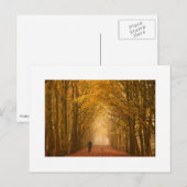 Vrouw met haar hond op de herfst ochtendkaart briefkaart (Voorkant / Achterkant)