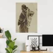 Vrouw met haar kind in een kradleboard poster (Thuiskantoor)