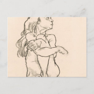 Vrouw met haar linkerknie Egon Schiele Briefkaart