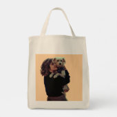 Vrouw met haar schattige hond tote bag (Achterkant)