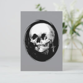 Vrouw Met Halloween Schedelreflectie In Spiegel Kaart