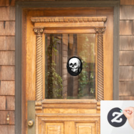 Vrouw Met Halloween Schedelreflectie In Spiegel Raamsticker