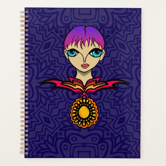 Vrouw met halsketting en hangertje planner (Voorkant)