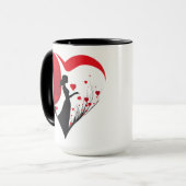 Vrouw met harten in rode en zwarte Mok (Voorkant links)