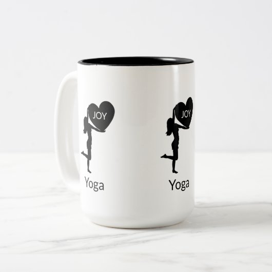 Vrouw met hartsilhouet en kalligrafie tweekleurige koffiemok (Voorkant links)