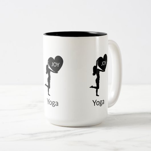 Vrouw met hartsilhouet en kalligrafie tweekleurige koffiemok (Voorkant rechts)