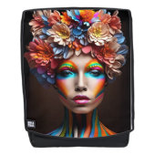 Vrouw met heldere make-up en bloemen kroon rugtassen (Voorkant)