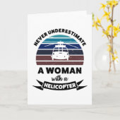 Vrouw met helikopter grappig cadeau moeder kaart (Gele Bloem)