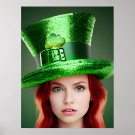 Vrouw met hoed op St. Patricksdag Poster
