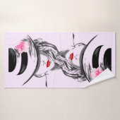 Vrouw met hoed Roze badhanddoek (Badhanddoek)