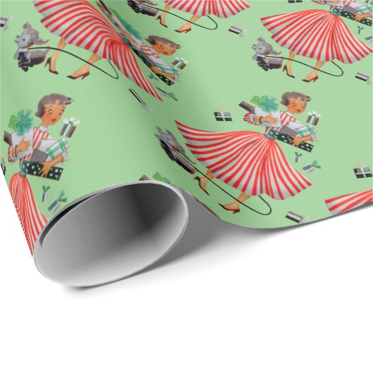 Vrouw met Hond Vintage Cadeaupapier (Rol Hoek)