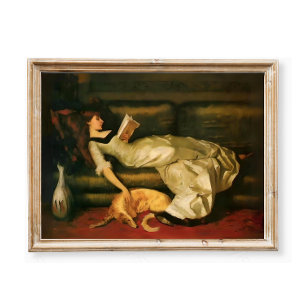 vrouw met hondenprint bookish muurkunst poster