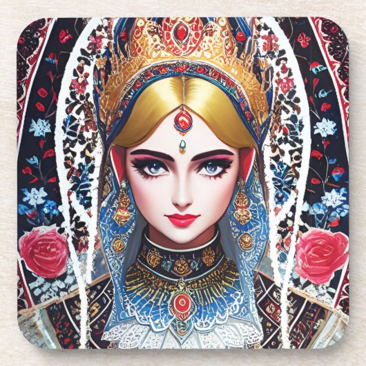 Vrouw met  hoofdtooi bier onderzetter (Voorkant)