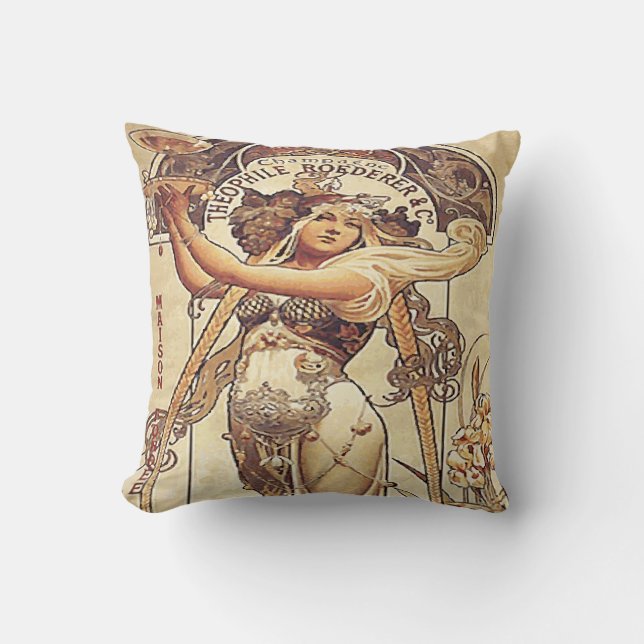   vrouw met illustratie Poster wijn Kussen (Voorkant)