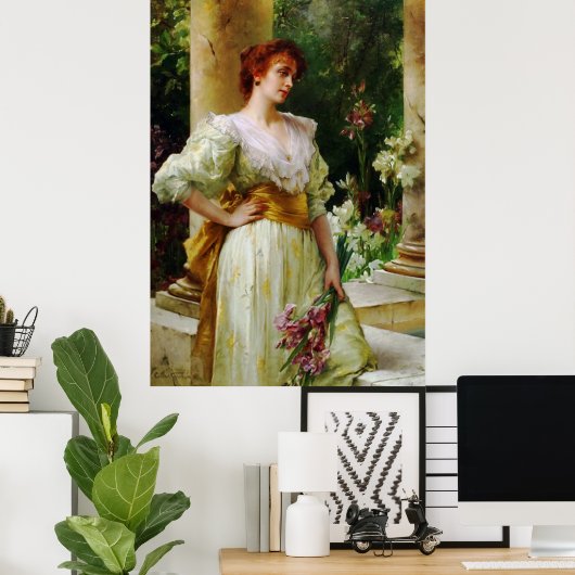 Vrouw met Iopen Fine Art Poster (Thuiskantoor)