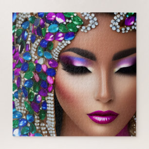 Vrouw met Jeweled Head Art Legpuzzel