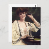  vrouw met kandelaar telefoon briefkaart (Voorkant / Achterkant)