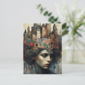 Vrouw met kasteel op haar hoofd briefkaart (Staand voorkant)