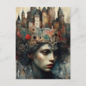 Vrouw met kasteel op haar hoofd briefkaart (Voorkant)
