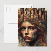 Vrouw met kasteel op haar hoofd briefkaart (Voorkant / Achterkant)