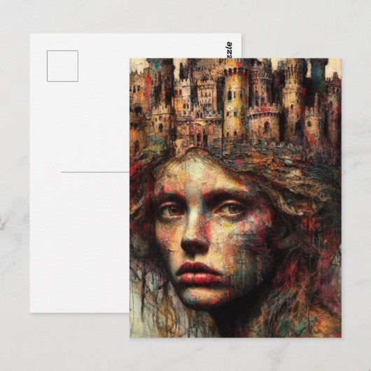 Vrouw met kasteel op haar hoofd briefkaart (Voorkant / Achterkant)
