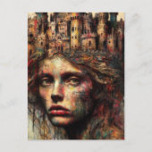 Vrouw met kasteel op haar hoofd briefkaart (Voorkant)