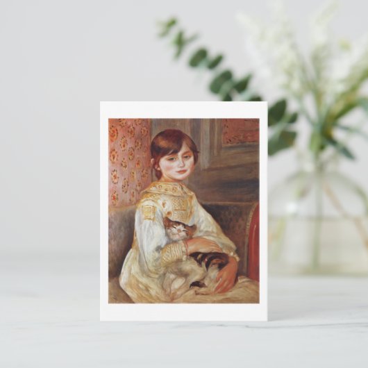 Vrouw met kat, Auguste Renoir Briefkaart (Staand voorkant)