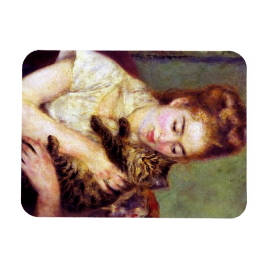 Vrouw met kat, Auguste Renoir Magneet (Horizontaal)