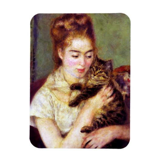 Vrouw met kat, Auguste Renoir Magneet (Verticaal)