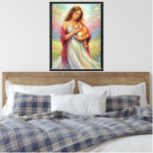 Vrouw met kat canvas afdruk (Insitu (Slaapkamer))