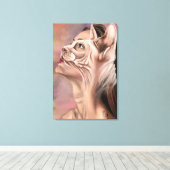 Vrouw met kat canvasprint canvas afdruk (Insitu (Houten vloer))