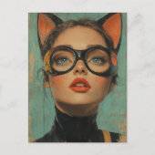Vrouw met kattenoren briefkaart (Voorkant)