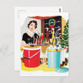 Vrouw met kerstfeestelijke Drinken Briefkaart (Voorkant / Achterkant)