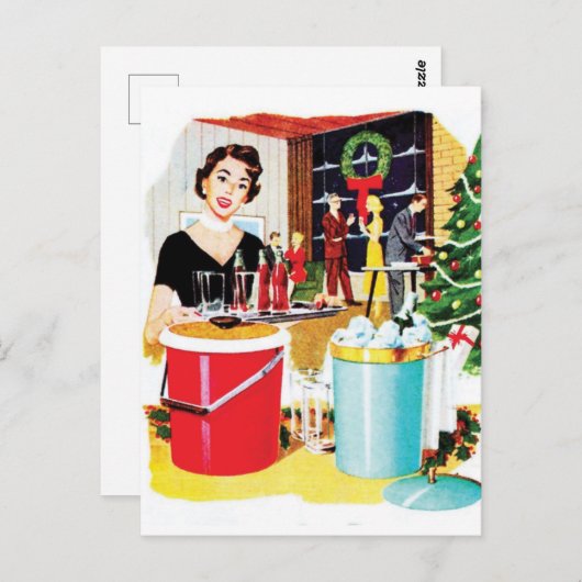 Vrouw met kerstfeestelijke Drinken Briefkaart (Voorkant / Achterkant)