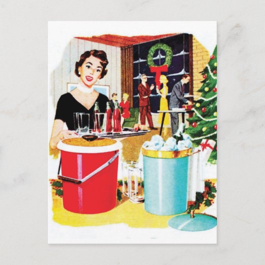 Vrouw met kerstfeestelijke Drinken Briefkaart (Voorkant)