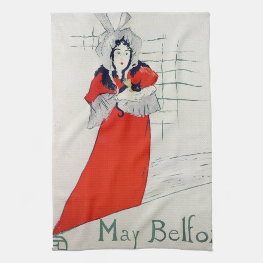 Vrouw met Kitten, Henri de Toulouse-Lautrec Theedoek (Verticaal)