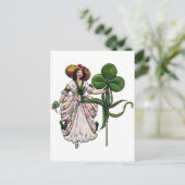 Vrouw met Klaver  Saint Patrick's Day Briefkaart (Staand voorkant)