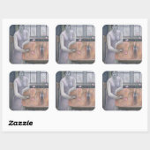 Vrouw met kleine beker 2007 vierkante sticker (Vel)