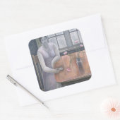 Vrouw met kleine beker 2007 vierkante sticker (Envelop)