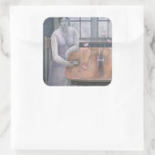 Vrouw met kleine beker 2007 vierkante sticker (Tas)