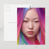 Vrouw met kleurrijk haar briefkaart (Voorkant / Achterkant)