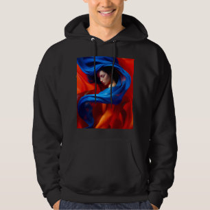 Vrouw met kobaltblauwe sluier op Oranje achtergron Hoodie