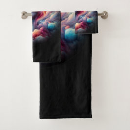 Vrouw met kosmisch aura haar bad handdoek