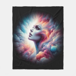 Vrouw met kosmisch aura haar fleece deken