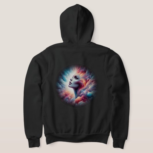 Vrouw met kosmisch aura haar hoodie (Laag Achter)