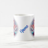 Vrouw met kosmisch aura haar koffiemok (Center)