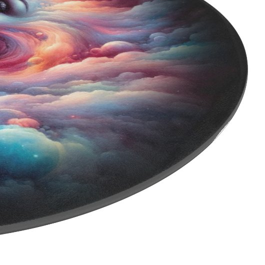 Vrouw met kosmisch aura haar snijplank (Hoek)