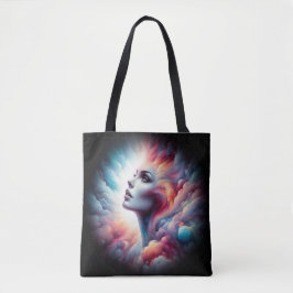 Vrouw met kosmisch aura haar tote bag
