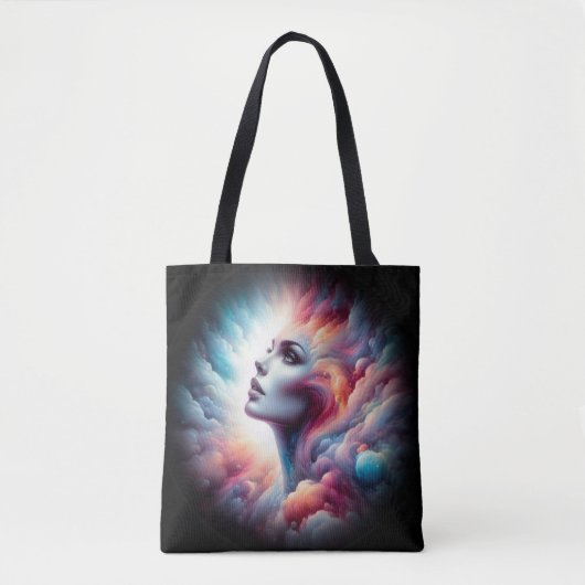Vrouw met kosmisch aura haar tote bag (Voorkant)